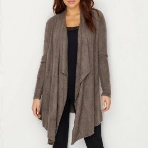 Barefoot Dreams CozyChic Lite Island Wrap Open Waterfall Cardigan in Cocoa XS